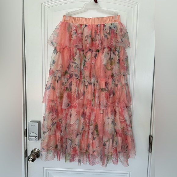 En Creme Dresses & Skirts - En Creme Pink Floral A-Line Skirt